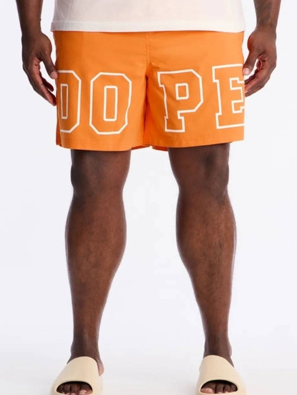 'DOPE' Orange Men's Swim Trunks - L - Hypebeast Streetwear Athletic